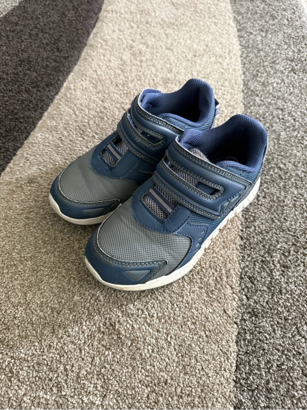 Kids Navy Blue Athletic Sneakers with Velcro Straps